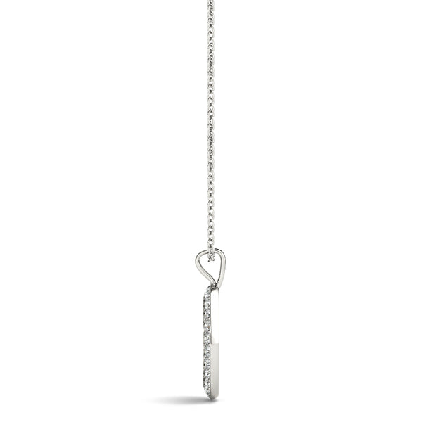 Silver Round Brilliant Pavé-Set Diamond Peace Pendant