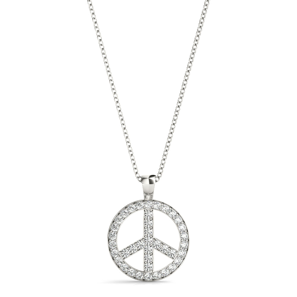 White gold Round Brilliant Pavé-Set Diamond Peace Pendant