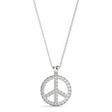 White gold Round Brilliant Pavé-Set Diamond Peace Pendant