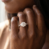 White gold Round Brilliant Pave Diamond Engagement Ring with Cathedral Band and Four-Prong Setting_19
