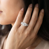 White gold Round Brilliant Pave Diamond Engagement Ring with Tension Prong Setting_6