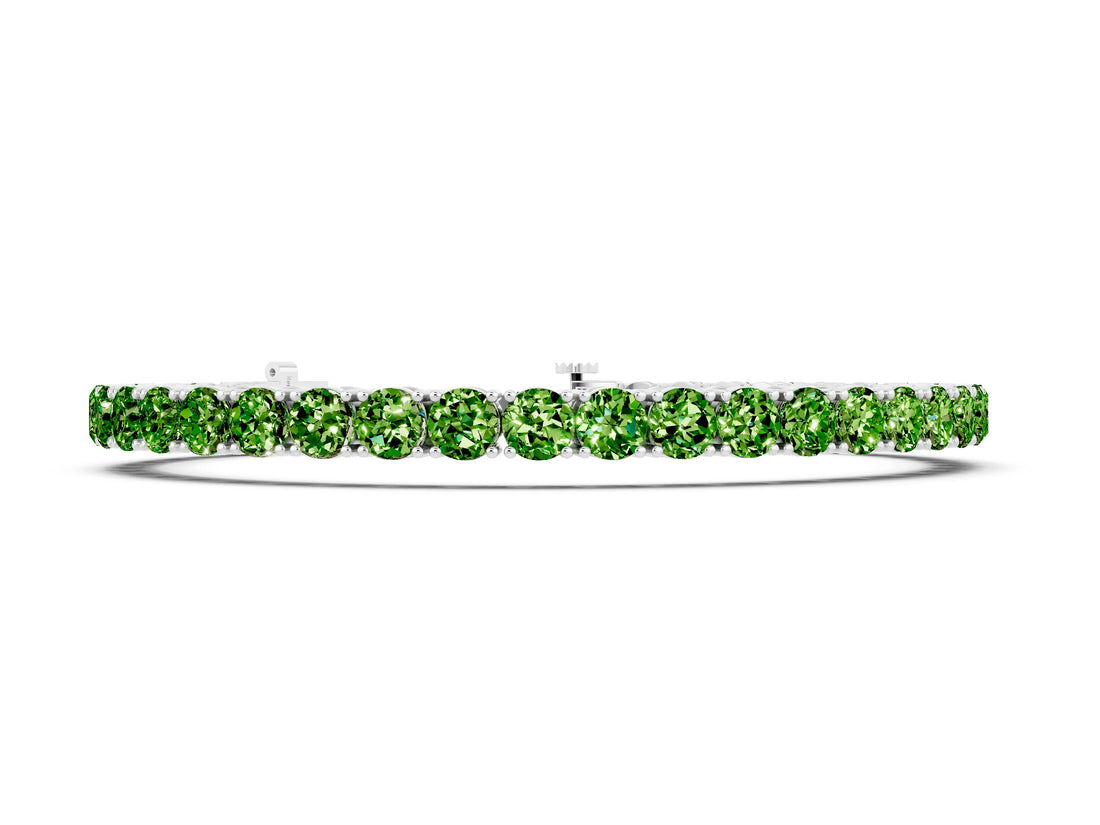 White gold Round Brilliant Peridot Tennis Bracelet with Prong Setting_4