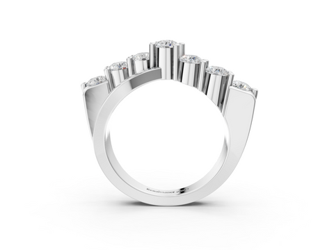 Platinum Round Garnet Prong-Set Crossover Band