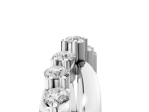 Silver Round Peridot Prong-Set Crossover Band