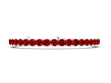 White gold Round Brilliant Ruby Tennis Bracelet with Prong Setting_4