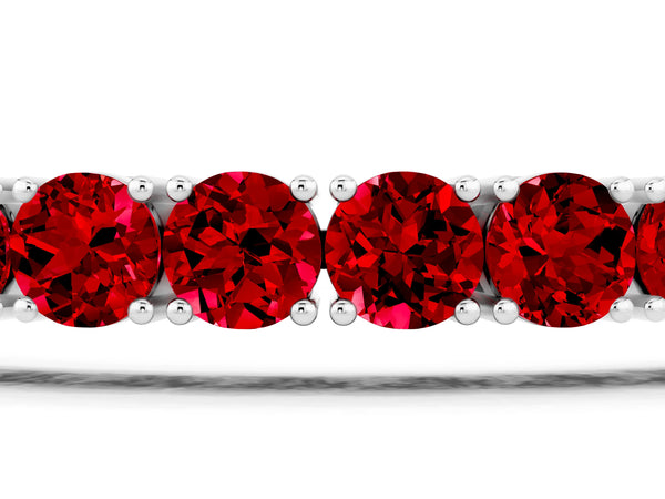 Silver Round Brilliant Ruby Tennis Bracelet with Prong Setting
