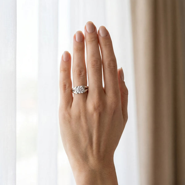 White gold Round Brilliant Solitaire Bezel Set Split Shank Engagement Ring