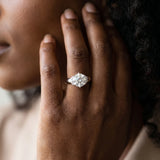 White gold Round Brilliant Solitaire Cathedral Engagement Ring with Pave Accents_23