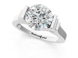 White gold Round Brilliant Solitaire Diamond Ring with Channel Set Band and Bar Prong Setting_13