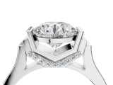 White gold Round Brilliant Solitaire Diamond Ring with Channel Set Band and Bar Prong Setting_16