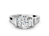 White gold Round Brilliant Solitaire Diamond Ring with Channel Set Band and Bar Prong Setting_222