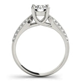 White gold Round Brilliant Solitaire Engagement Ring with Pave Band and Four-Prong Setting 2