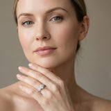 White gold Round Brilliant Solitaire Engagement Ring with Pave Band and Four-Prong Setting_7