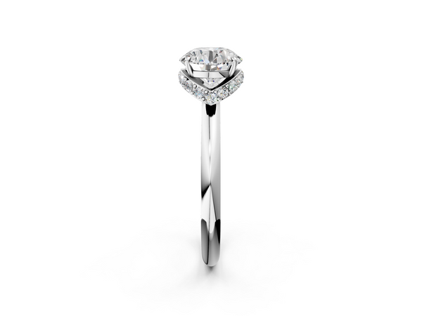 White gold Round Brilliant Solitaire Engagement Ring with Six-Prong Setting and Classic Band