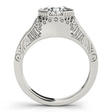 White gold Round Brilliant Solitaire Milgrain Bezel Engagement Ring 1