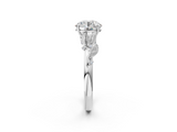 White gold Round Brilliant Solitaire with Leaf Motif Band and Four-Prong Setting_85