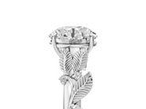 White gold Round Brilliant Solitaire with Leaf Motif Band and Four-Prong Setting_88