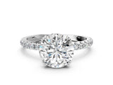 White gold Round Brilliant Solitaire with Pavé Band and Claw Prong Setting_15