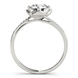 White gold Round Brilliant Solitaire with Pavé Band and Four-Prong Cushion Setting 2