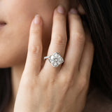 White gold Round Brilliant Solitaire with Pavé Band and Four-Prong Cushion Setting_29