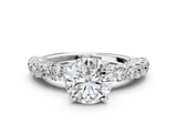 White gold Round Brilliant Solitaire with Pavé Band and Four-Prong Setting_107