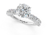 White gold Round Brilliant Solitaire with Pavé Band and Four-Prong Setting_108