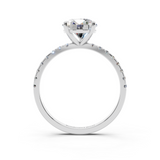 White gold Round Brilliant Solitaire with Pavé Band and Four-Prong Setting_27