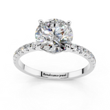 White gold Round Brilliant Solitaire with Pavé Band and Four-Prong Setting_27