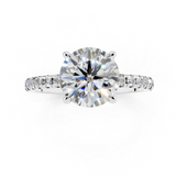 White gold Round Brilliant Solitaire with Pavé Band and Four-Prong Setting_28
