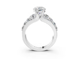 White gold Round Brilliant Solitaire with Side Stones on a Pave Band and Four-Prong Setting_149