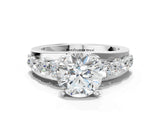 White gold Round Brilliant Solitaire with Side Stones on a Pave Band and Four-Prong Setting_22