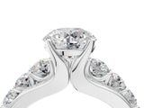 White gold Round Brilliant Solitaire with Side Stones on a Pave Band and Four-Prong Setting_26