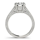 White gold Round Brilliant Split Shank Pave Solitaire Ring with Four-Prong Setting 2