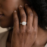 White gold Round Brilliant Split Shank Pave Solitaire Ring with Four-Prong Setting_26