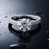 White gold Round Brilliant Split Shank Pave Solitaire Ring with Four-Prong Setting_27