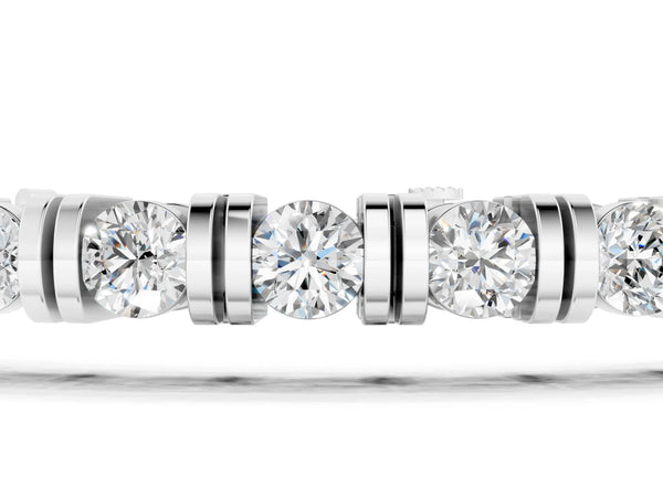 White gold Round Brilliant Tennis Bracelet with Channel Set Stones and Box Clasp