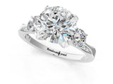 White gold Round Brilliant Three-Stone Diamond Ring with Pavé Band and Four-Prong Setting_34