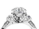 White gold Round Brilliant Three-Stone Diamond Ring with Pavé Band and Four-Prong Setting_37