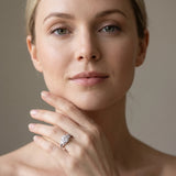 White gold Round Brilliant Three-Stone Diamond Ring with Pavé Band and Prong Setting_13