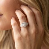 White gold Round Brilliant Three-Stone Diamond Ring with Pavé Band and Prong Setting_14