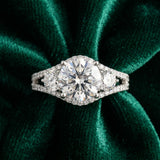 White gold Round Brilliant Three-Stone Diamond Ring with Pavé Band and Prong Setting_15