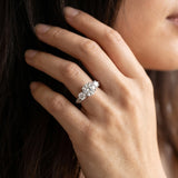 14K White Gold 1.42 Carat E VVS2 Round Brilliant Three-Stone Engagement Ring with Split Shank and Prong Setting