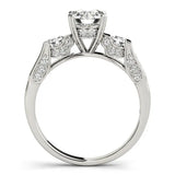 White gold Round Brilliant Three-Stone Pave Band with Four-Prong Setting 2