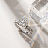 White gold Round Brilliant Three-Stone Pave Band with Four-Prong Setting_28
