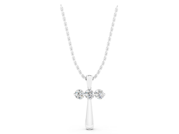 White gold Round Brilliant Three-Stone Prong Set Pendant