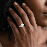 White gold Round Brilliant Three-Stone Ring with Pear Side Stones and Four-Prong Setting_23