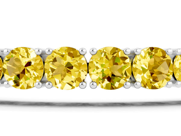White gold Round Brilliant Yellow Sapphire Tennis Bracelet with Prong Setting