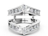 Silver Round Diamond Channel-Set Chevron Band