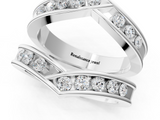 Silver Round Diamond Channel-Set Chevron Band