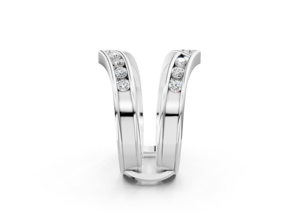 Platinum Round Diamond Channel-Set Chevron Band